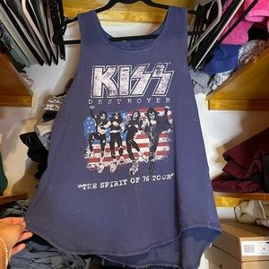 Vintage blue Kiss destroyer graphic tank